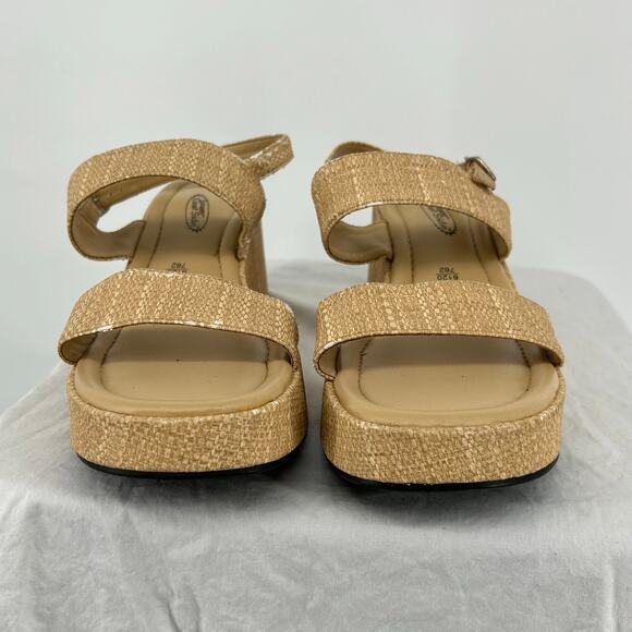 VTG y2k Women's Tan Lower East Side Strappy Chunky Woven Platform Sandals 8.5M - Picture 2 of 8